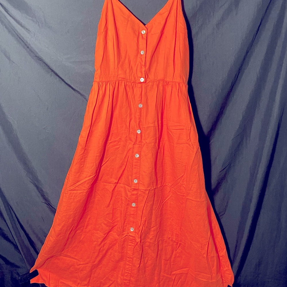 Linen dress A New Day coral button down summer sz M